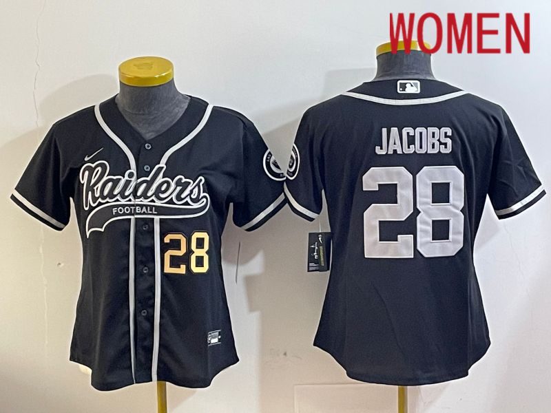 Women Oakland Raiders #28 Jacobs Black Joint Name 2024 Nike Limited NFL Jersey style 2->women nfl jersey->Women Jersey